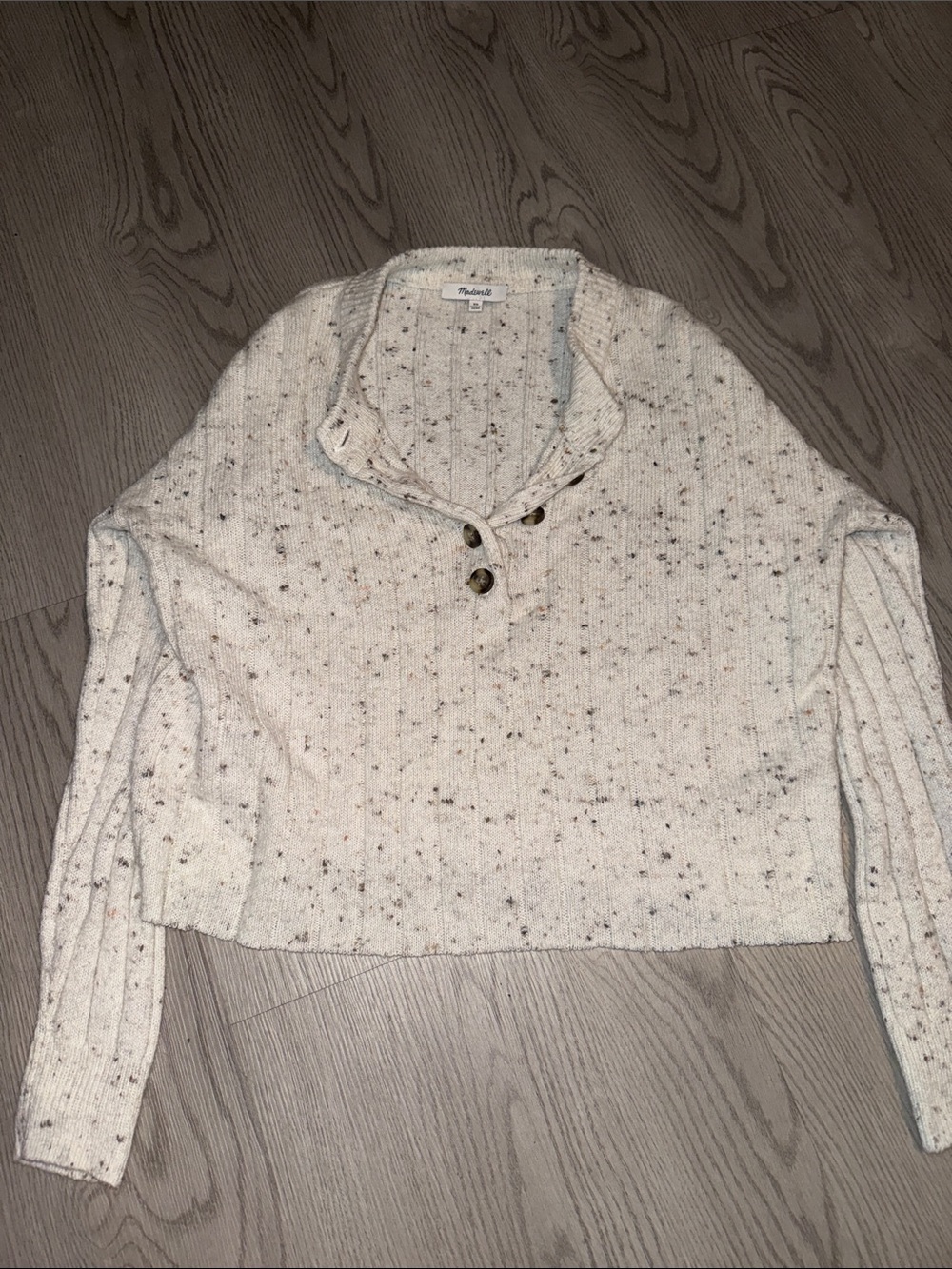 Madewell Cream Speckled Henley Pullover